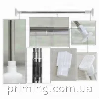 Телескопический карниз для ванной 56 см хромированный усиленный AND XL-1718 белый с дропшиппингом и скидками