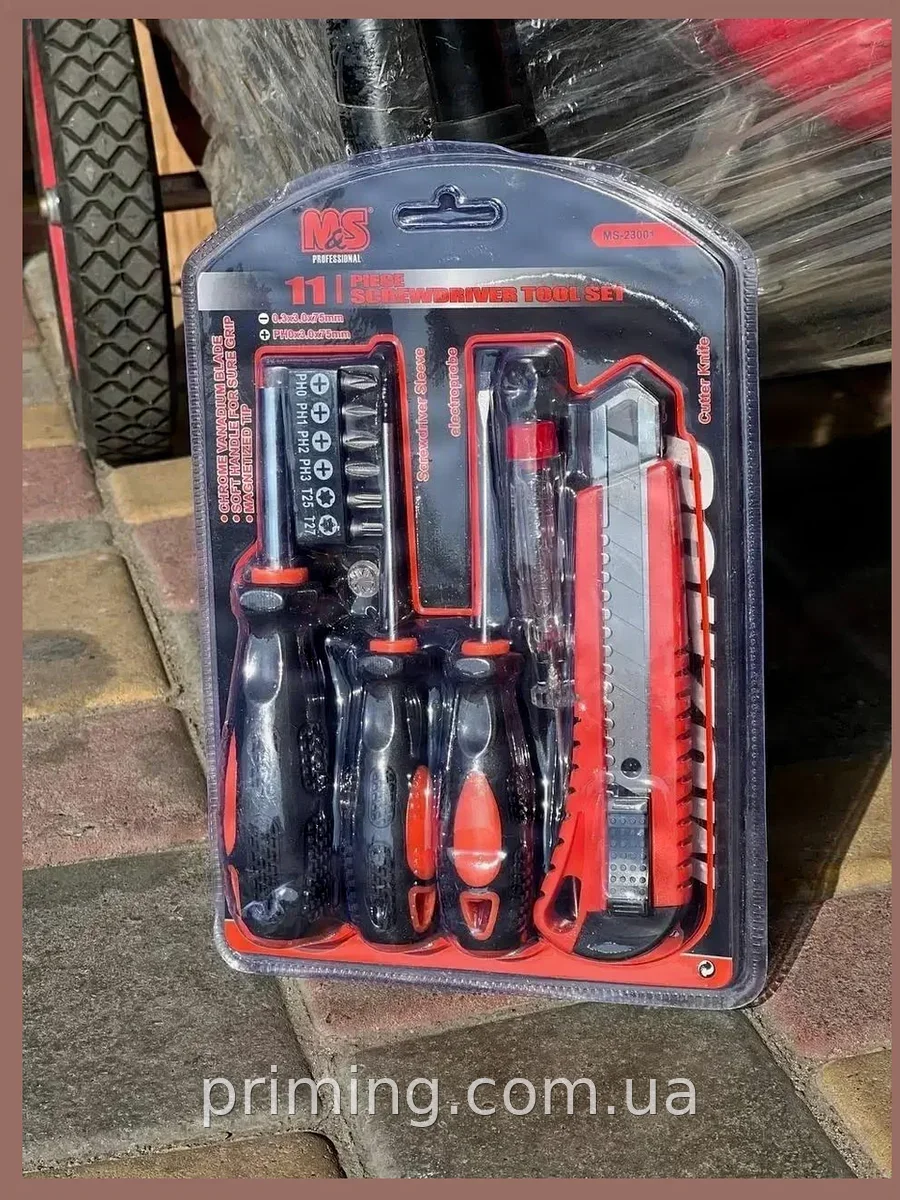 Набор отверток 11 в 1 Screwdriver & Utility Knife Set 448 AND с намагниченным наконечником и сменными битами