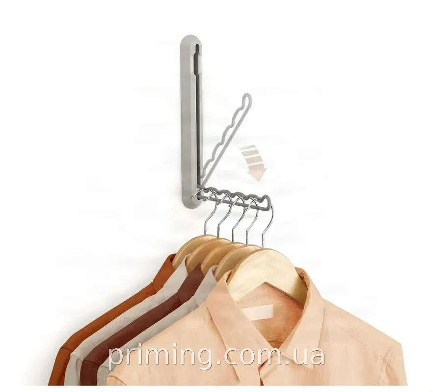Настінна вішалка для одягу Stacking clothes rack з посиленою конструкцією та навантаженням до 4 кг для дому