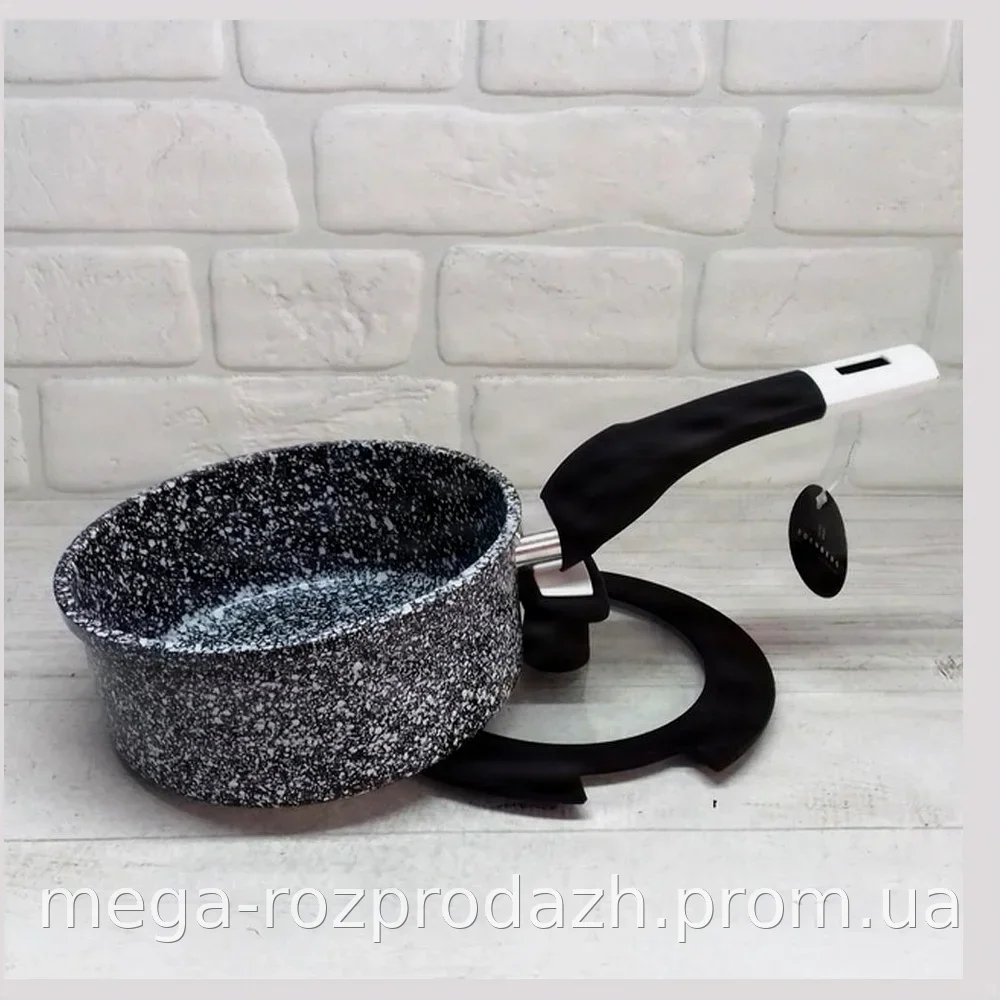 Ковш Edenberg EB-3328 с крышкой 1,9 л - гранитное антипригарное покрытие, алюминий, для индукционных плит