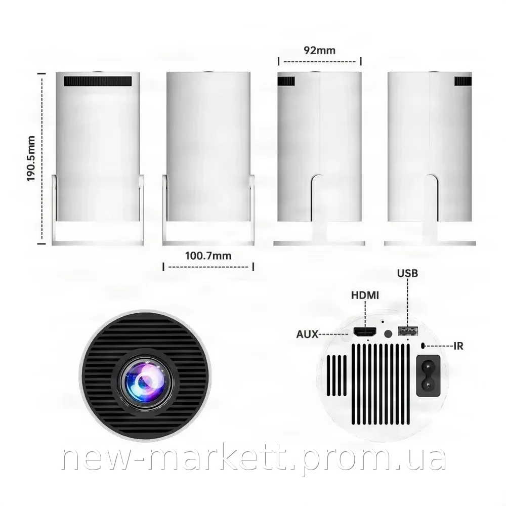 Смарт проектор игровой HY300 PRO MAX с Wi-Fi и 4K, портативный для дома, карта 64 ГБ, два джойстика и пульт