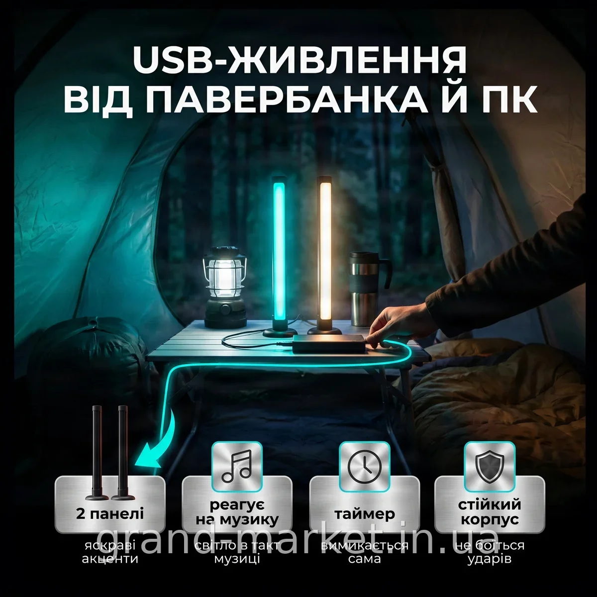 Комплект 2 LED RGB панелі 24 см з керуванням по APP Smart і пультом, музична синхронізація світла