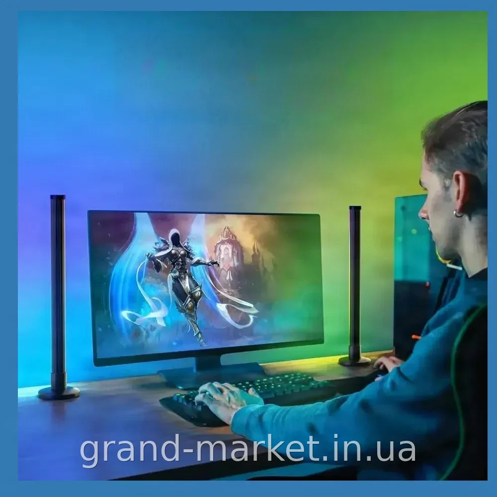 Комплект 2 LED RGB панелі 24 см з керуванням по APP Smart і пультом, музична синхронізація світла