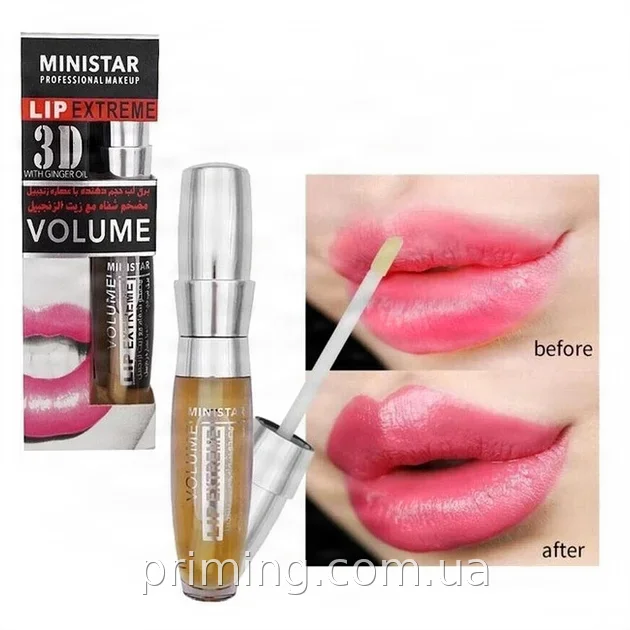 Масло-блеск для губ с эффектом увеличения объёма Ministar Lip Extreme 3D имбирный, увлажняющий глянцевый