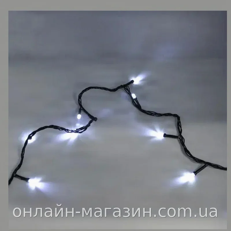 Гирлянда-нитка String-Lights 7 м 100 LED SMD белый свет, 8 режимов, черный провод ПВХ для дома и интерьера