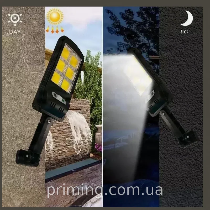 Світлодіодний настінний вуличний світильник Solar Light BL BK 818-6 COB на сонячній батареї та акумуляторі