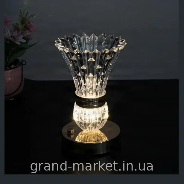 Акрилова LED-лампа-ваза з квітами від USB, прозорий кришталевий нічник для затишної спальні та вітальні