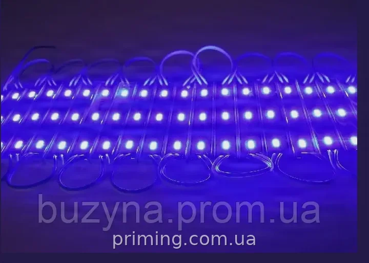 Светодиодный модуль SMD5730 20 шт синий 12V 12W для наружной рекламы и декора, влагозащита IP65