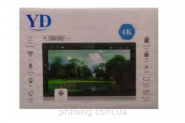 Автомагнітола 2 DIN 7 дюймів сенсорна Android 7.1 IPS Bluetooth, MP3-плеєр для авто потужність 45 Вт, чорна