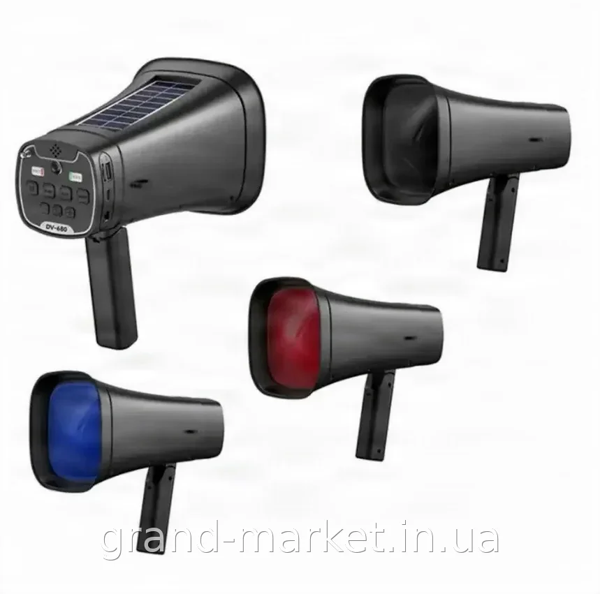 Bluetooth мегафон на солнечной батарее DV-680 9471, ручной, черный, с радиоприемником и мощным звуком