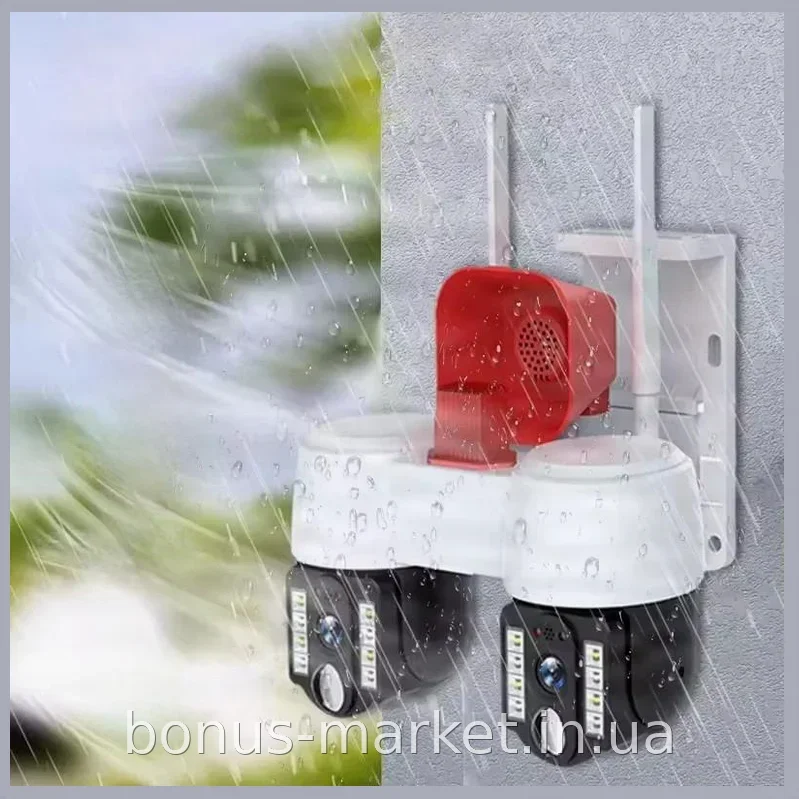 IP Wi-Fi камера видеонаблюдения A2S - двойная поворотная 360° с сиреной, ночная съемка 6 МП, защита IP66