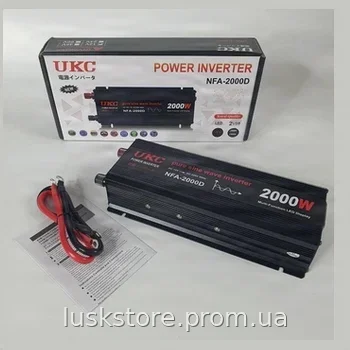 Инвертор синусоидальный 12V 220V 1500 Вт / 2000 Вт пик - преобразователь напряжения AC/DC с защитами, для дома