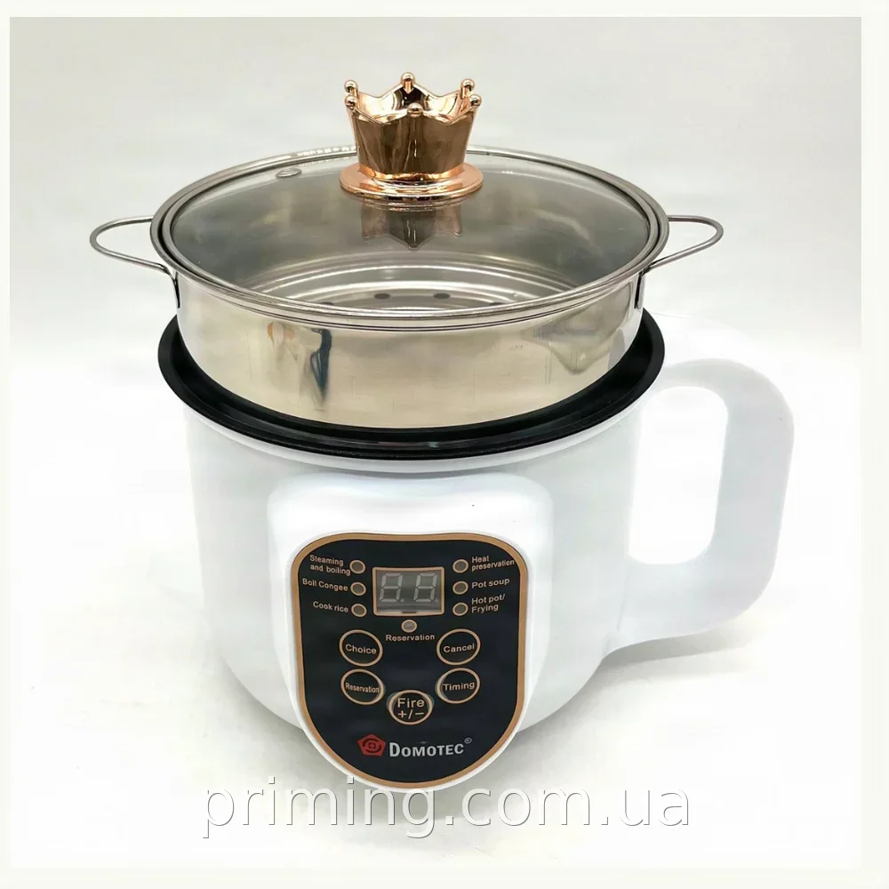Электрическая мультиварка-рисоварка Domotec MS-7729 1.8 л, 2000 Вт, с пароваркой и таймером для каш и круп