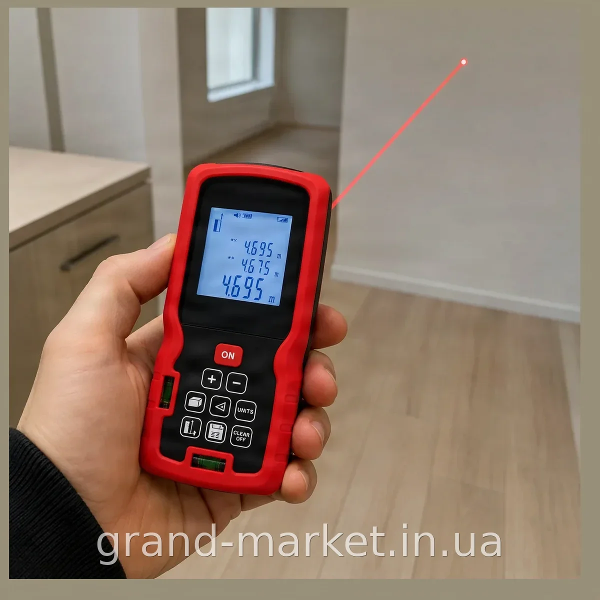 Лазерний далекомір RL-41 40 метрів цифровий з ЖК-дисплеєм та підсвіткою, точність 2 мм, для ремонту та будівництва