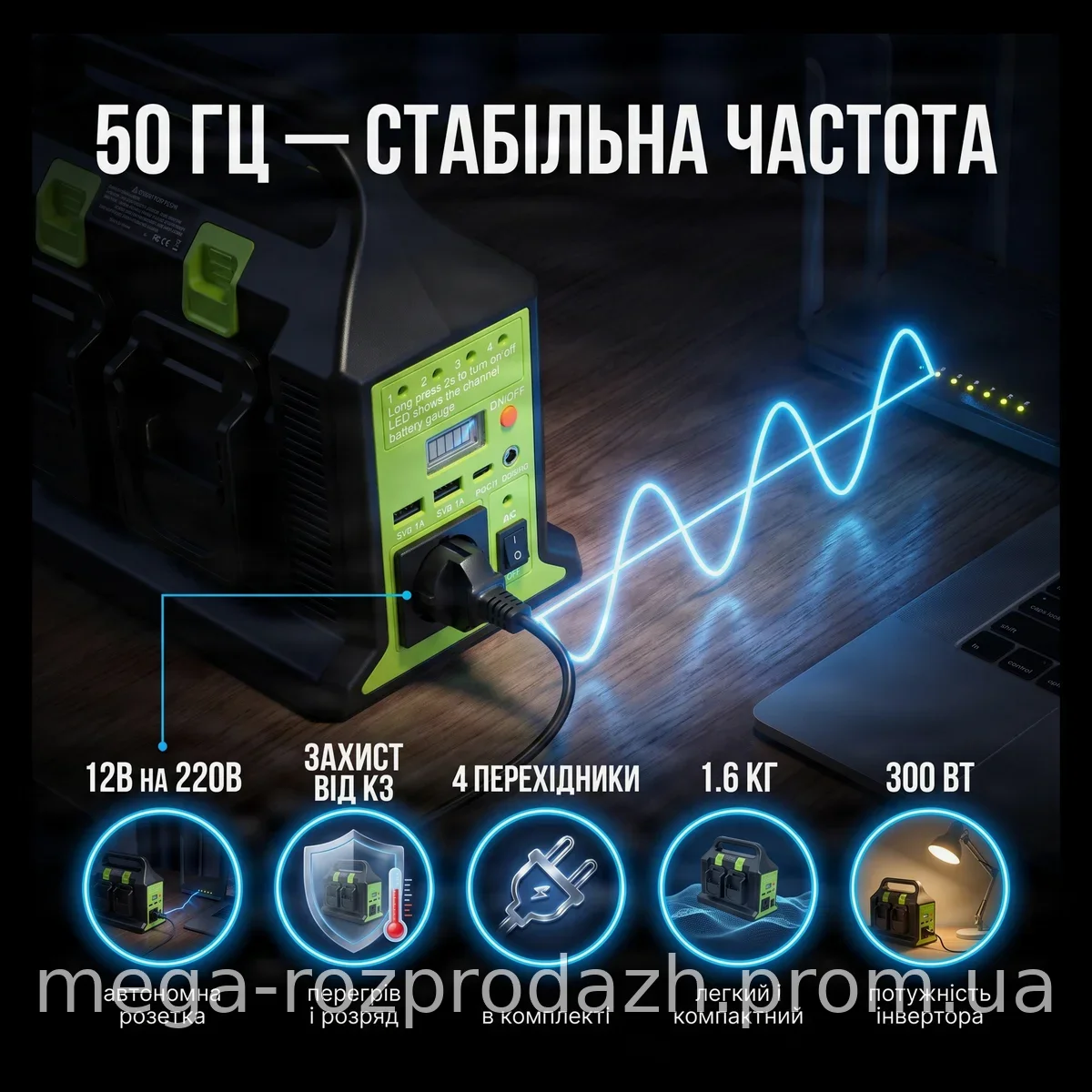 Инвертор 12В-220В преобразователь напряжения UIN2 300 Вт Best Mix для 4 аккумуляторов LXT 18В с USB и LED