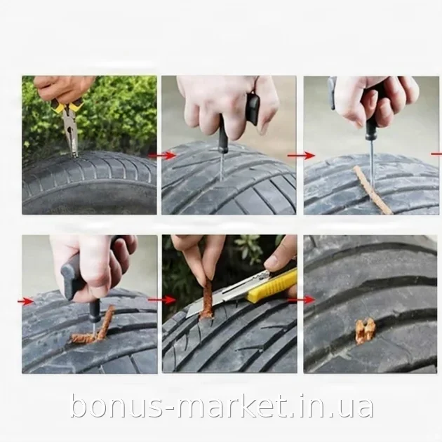 Набор для ремонта бескамерных шин Tekin Tubeless Tire Repair Kit - компактный комплект для автомобильных колес