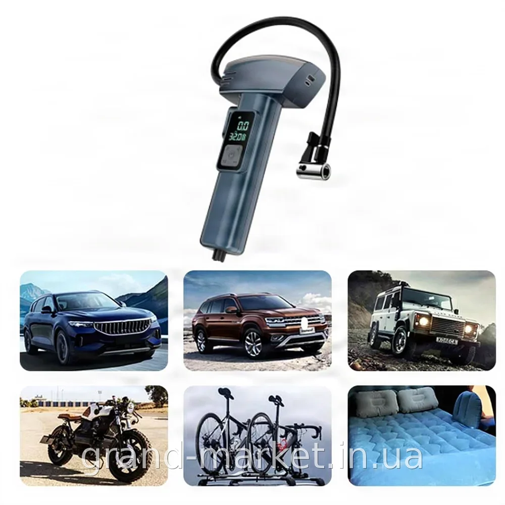 Портативний акумуляторний компресор SW-201,, 20 л/хв, 4000 мАг, LED дисплей та автоматичне вимкнення