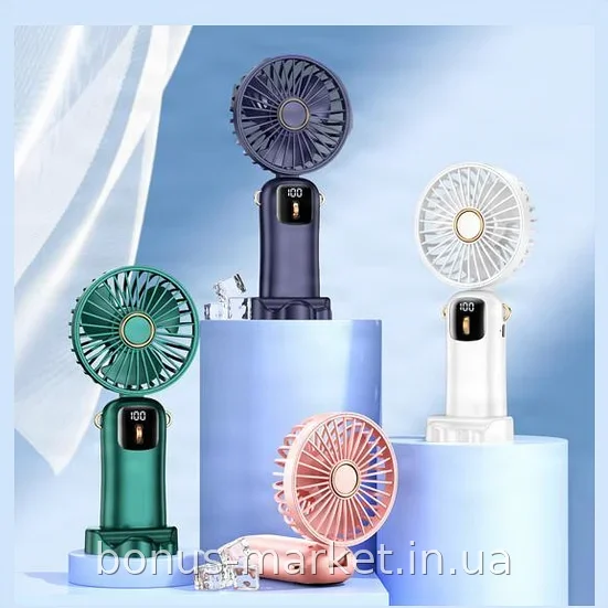 Портативный аккумуляторный складной мини-вентилятор Mini Fan TP-01 на присоске, 3 скорости, USB - для дома и офиса