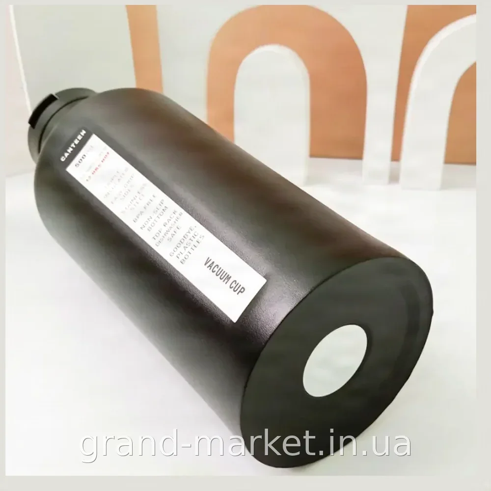 Термокружка Vacuum Cup XL-897 500 мл с карабином из нержавеющей стали, питьевой термос в черном цвете