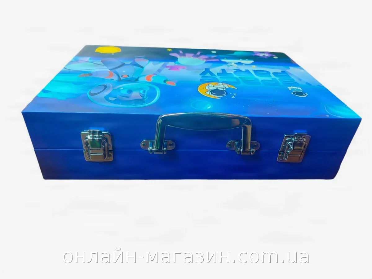 Детский набор для творчества Космонавт 85 предметов в металлическом кейсе синий AND Feb-85