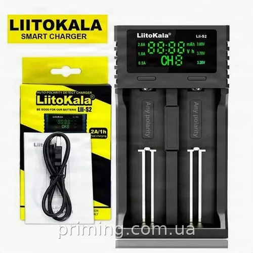 Зарядное устройство LiitoKala Lii-S2 на 2 канала для 18650, 26650, AA, AAA, Li-ion и NiMH аккумуляторов