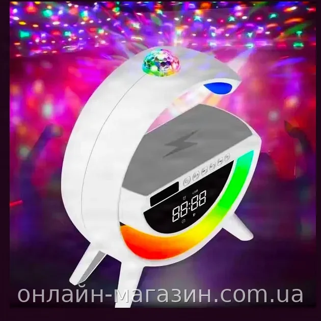 Смарт RGB настольная лампа-ночник с Bluetooth-колонкой и беспроводной зарядкой, аккумуляторная с пультом
