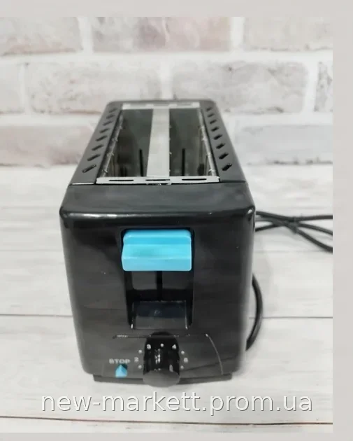 Тостер Domotec MS-263 на 2 тоста, 650 Вт, 6 уровней поджаривания, черный, с поддоном для крошек и подогревом