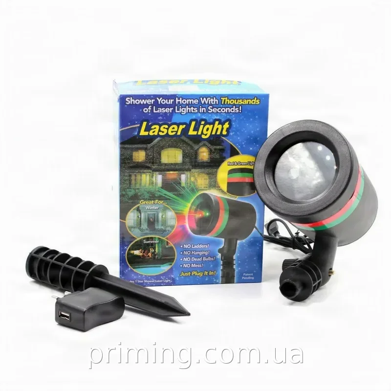 Лазерний проектор зоряного неба Laser Light 908/800 - для дому, саду та дискотеки, вологозахищений IP67
