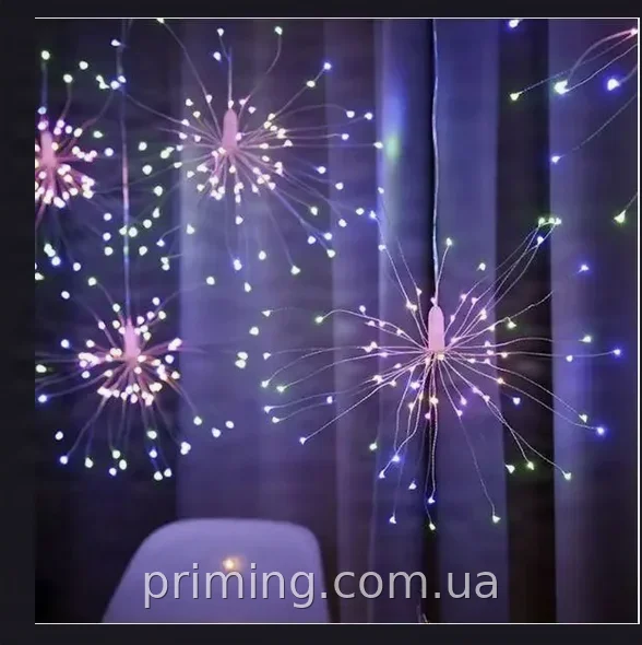 Гирлянда LED штора 500 светодиодов 3x0.3 м, 8 режимов свечения мультиколор, динамическая, для дома и улицы