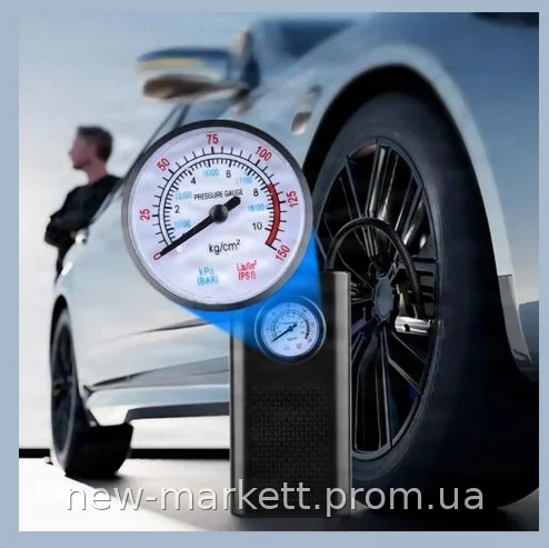 Автомобильный компрессор для подкачки шин AND1322 с LCD-дисплеем, насос от прикуривателя 12В, 8.3 атм