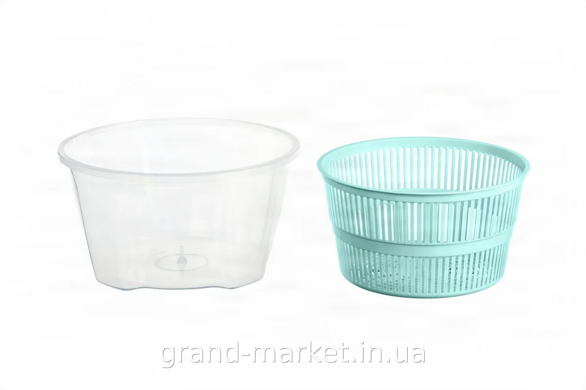 Сушка для зелені Ardesto Fresh 4,4 л, механічна, центрифуга, ручний віджим салату та зелені, блакитний тіффані