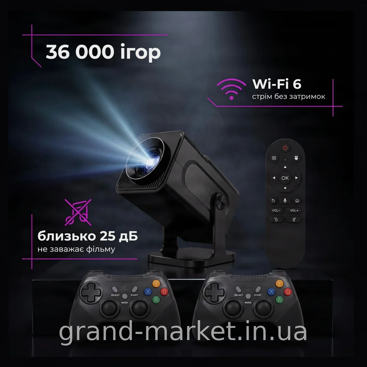 Проектор HCS350 pro AND HA-196 для домашнего кинотеатра с Wi-Fi 5G и Bluetooth, 36000 встроенных игр