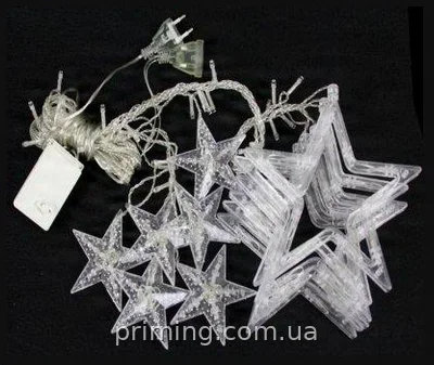Гирлянда новогодняя светодиодная штора Star Curtain 12W белая 3м на 80см для дома и улицы LED гирлянда