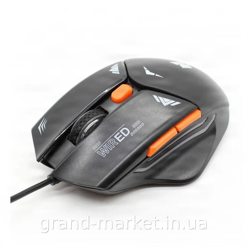 Ігрова провідна миша USB, 6 клавіш, RGB-підсвітка, ергономічна для комп'ютера та ноутбука, чорна