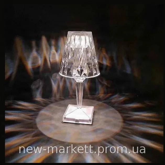 LED ночник Crystal Light на аккумуляторе, декоративная настольная лампа с хрустальным плафоном, сенсорная