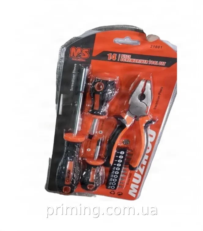 Набор отверток 14 в 1 Screwdriver AND447, ручной инструмент с мини-тисками для мелкого ремонта дома и авто