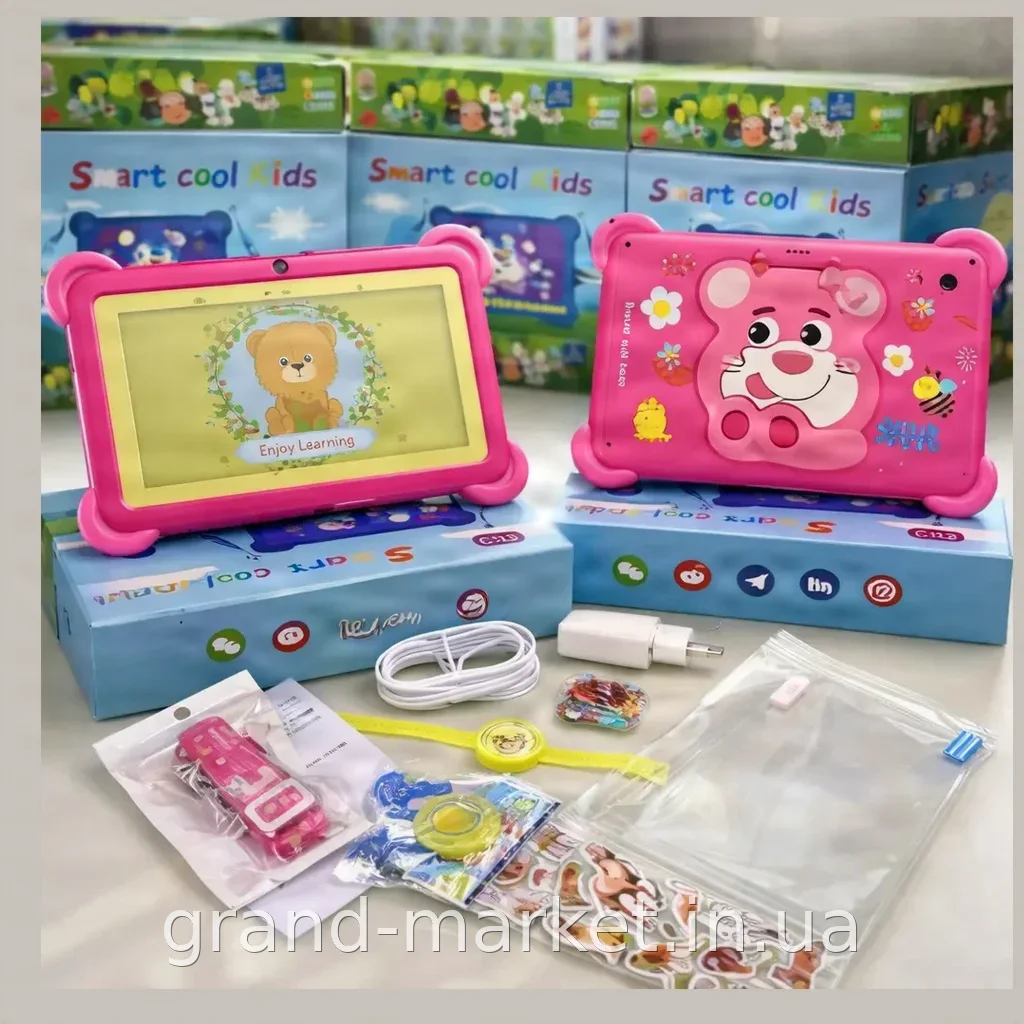 Детский планшет Smart Cool Kids C12 на Android, 8 ГБ ОЗУ, 256 ГБ ПЗУ, 7-дюймовый экран для обучения и игр