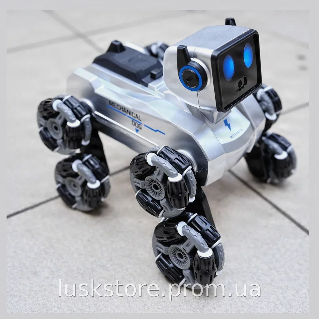 Робот-собака Mechanical Dog H29-1 на радиоуправлении, с аккумулятором, LED-подсветкой и 8 колесами Mecanum