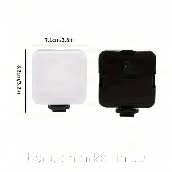 Мини LED видеолампа Mobile AY-49S с клипсой для фото и видео, 49 диодов, холодный свет 6500K, 3 режима яркости