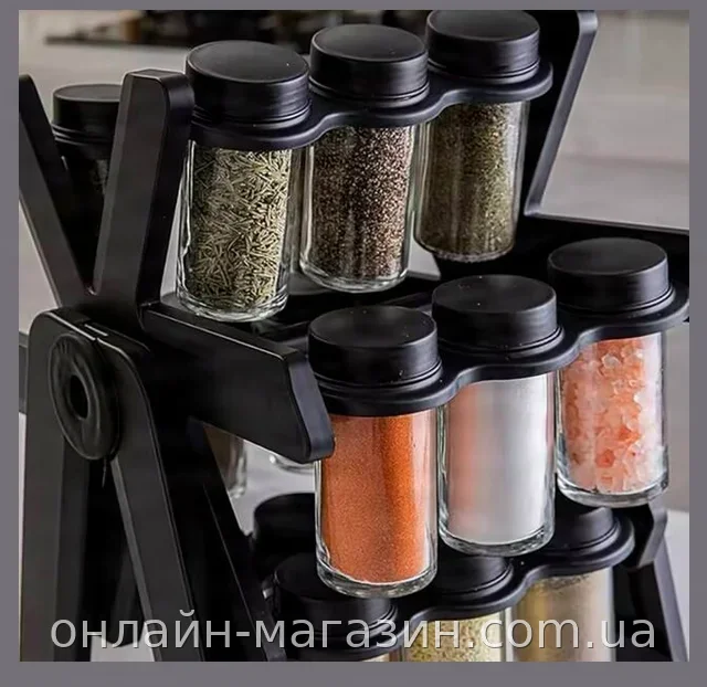 Набор для специй на подставке, вращающаяся карусель на 18 стеклянных баночек по 100 мл, органайзер для кухни