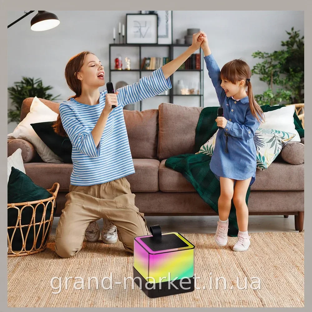Портативна караоке-колонка K18 Bluetooth з двома мікрофонами та LED підсвіткою для вечірок вдома та на природі