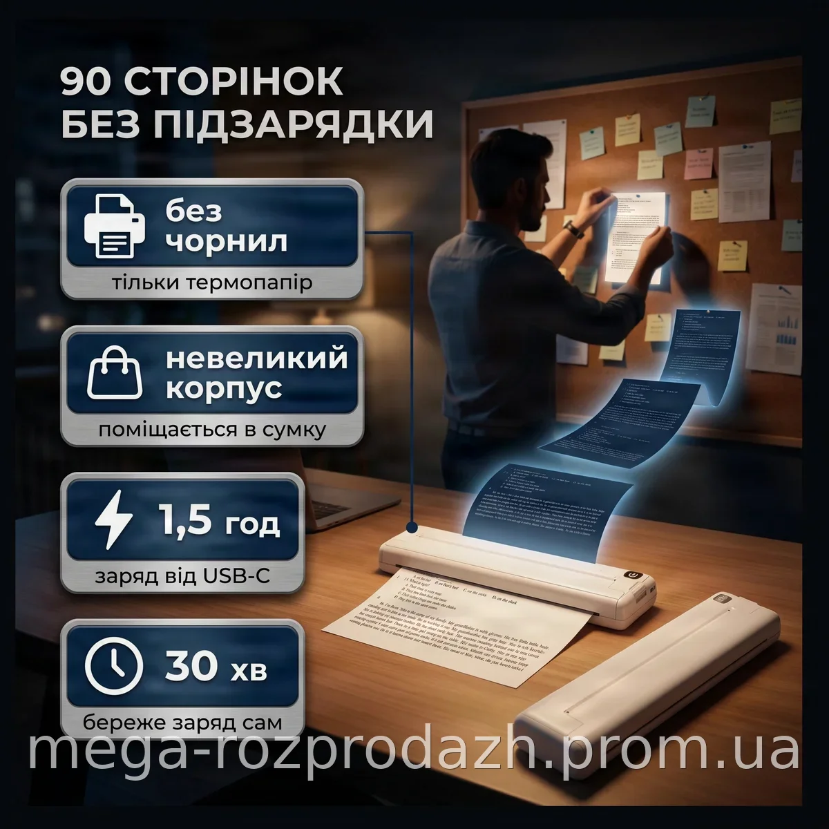 Термопринтер для печати документов, стикеров и наклеек формата А4, офисный с термопереносом и артикулом LPR-04