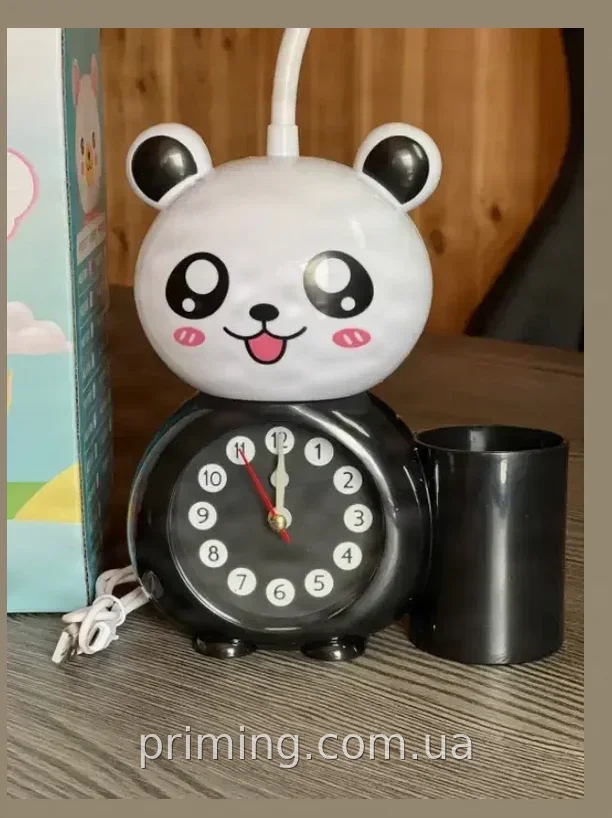 Дитячий годинник 3 в 1 будильник Alarm clock з LED-лампою та органайзером для ручок, пластик, чорний, XL-800