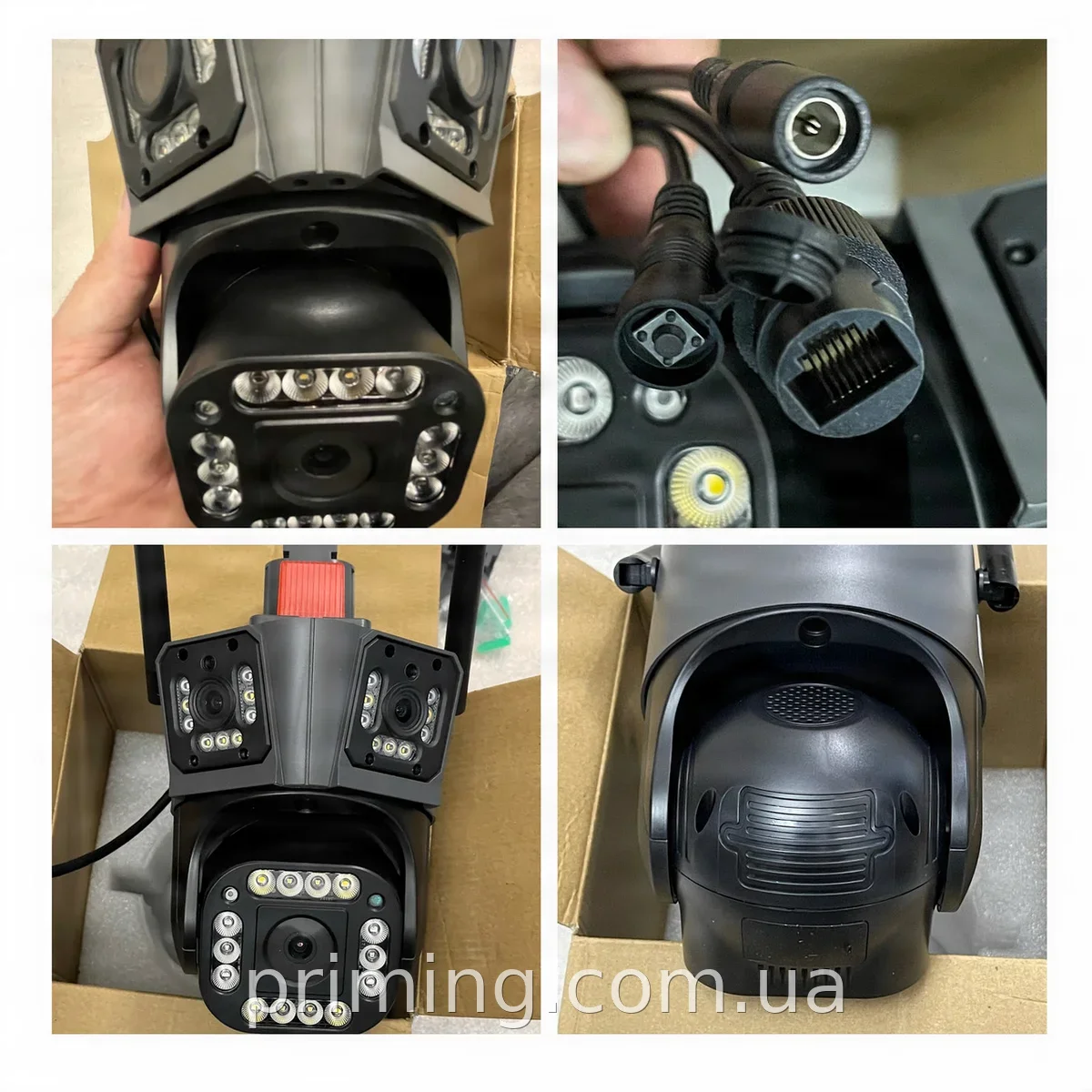 Розумна вулична поворотна Wi-Fi IP камера 4K 12 Мп з трьома об'єктивами та ІЧ-підсвіткою 40 м для охорони будинку