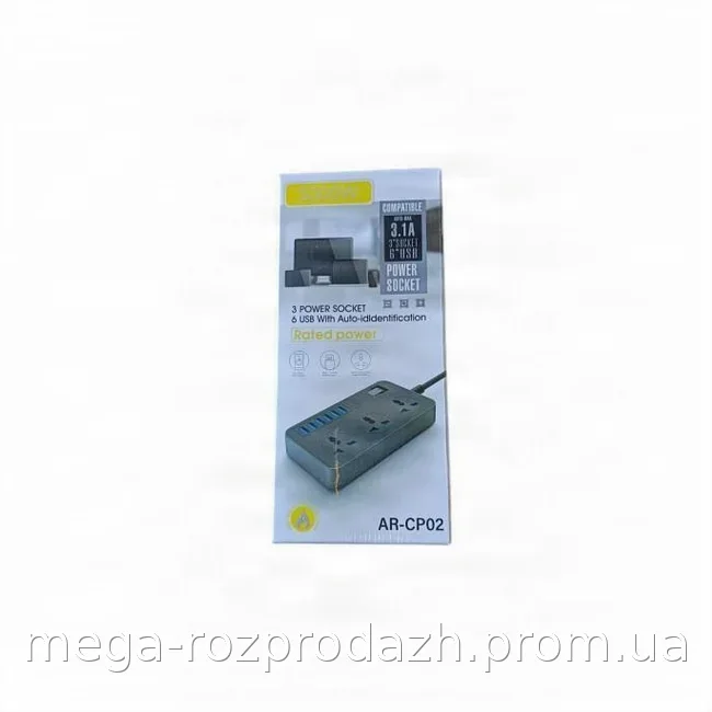 Сетевой фильтр-удлинитель на 3 розетки и 6 USB, защита от КЗ и заземление, быстрая зарядка гаджетов для дома