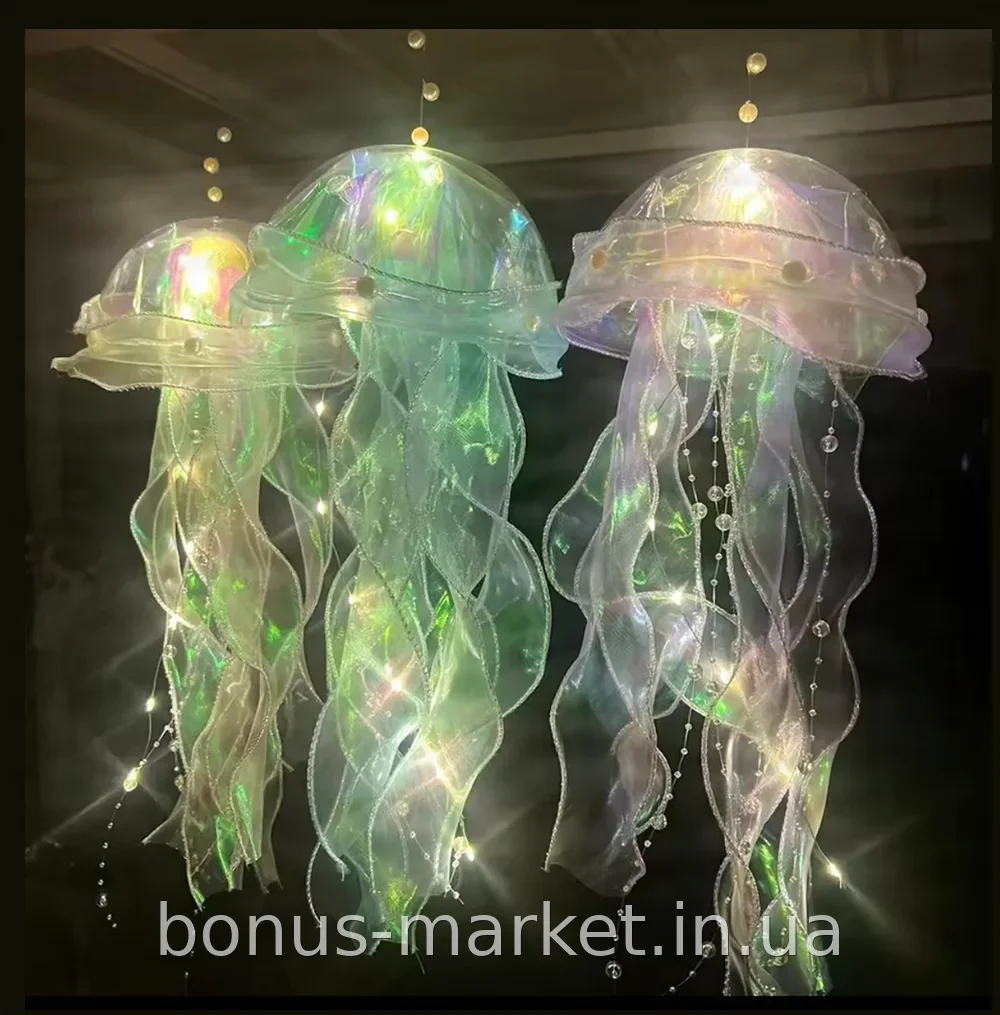 Светильник Медуза Jellyfish lamp AND HA-113 на батарейках, желтый LED пластик, диаметр 190 мм, для уюта в доме