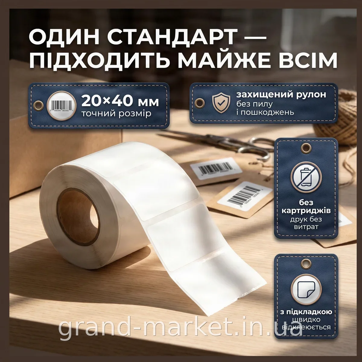 Рулон термоэтикеток 20x40 мм B-31 для портативного термопринтера, совместим с принтерами B-3, 1 упаковка
