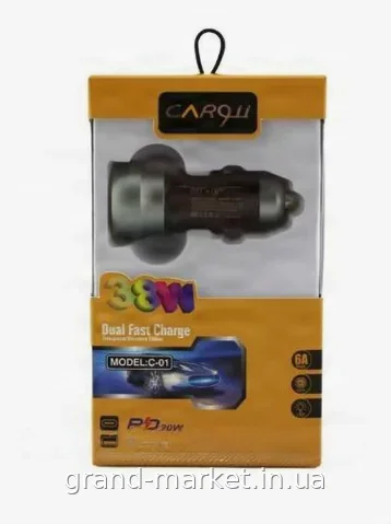 Автомобільний зарядний пристрій USB Type‑C 38W швидка зарядка, адаптер у прикурювач з двома роз'ємами