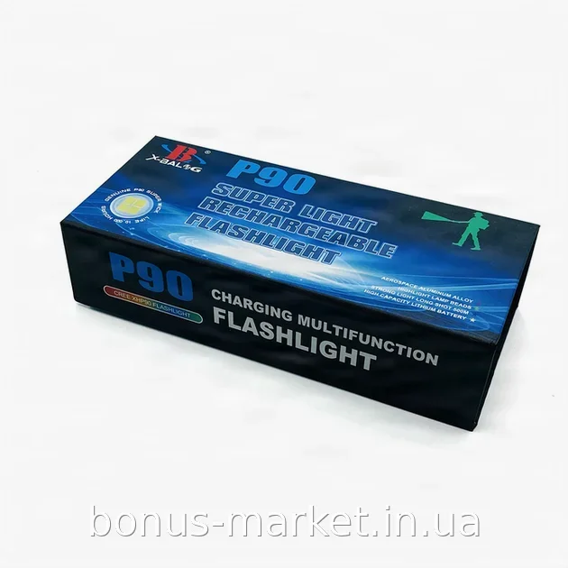 Ручной аккумуляторный фонарь Bailong BL-P913-P90 мощный 1500 лм, дальность 1200 м, для охоты и рыбалки