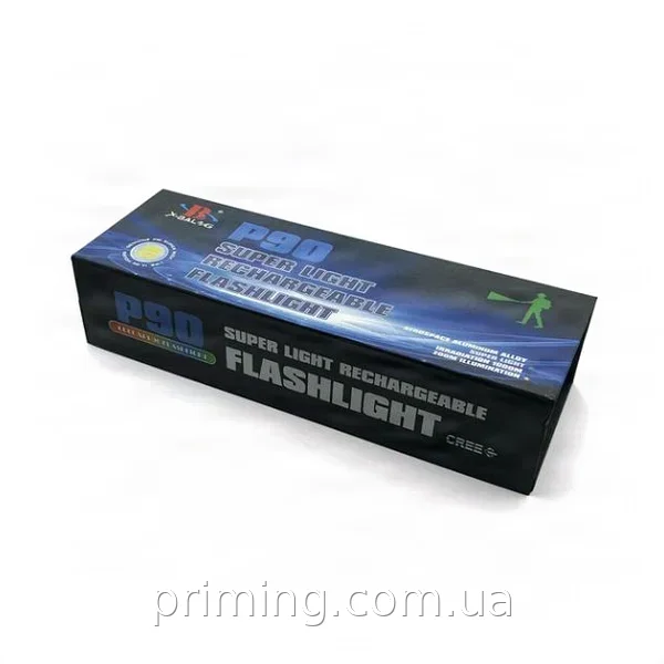 Тактичний ручний ліхтар Bailong BL-X82-P90 акумуляторний світлодіодний з оптичним зумом чорний вологостійкий
